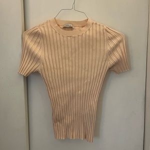 Zara Knit Ribbed Light Pink Top